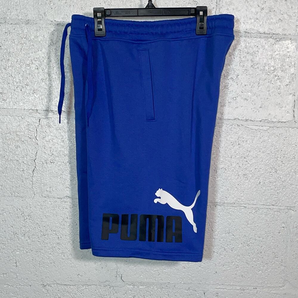 PUMA Men's Big Fleece Logo Shorts blue small